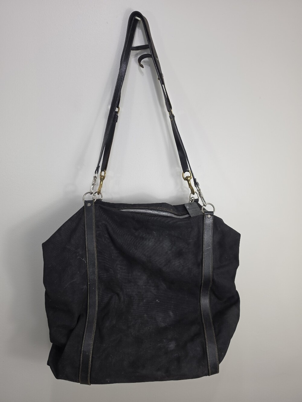 Rugby Classic Black Canvas Duffel Bag with Leather Trim Travel Bag - Picture 11 of 15